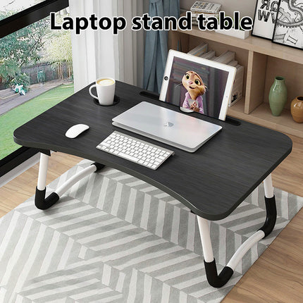 Laptop Bed Table Foldable Lap Standing Desk with Cup Slot for Indoor/Picnic Tray Black