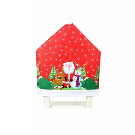 10x Christmas Chair Covers Dinner Table Santa Hat Snowman Home Décor Ornaments Santa