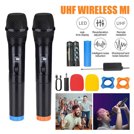 2X Wireless Microphone Handheld Cordless Professional Mic Receiver Karaoke