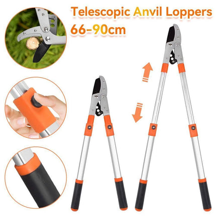 Telescopic Ratchet Loppers Extendable Anvil Tree Branch Trimmer Cutter Pruner
