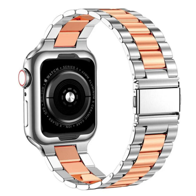 Apple Watch Band iWatch Stainless Steel Series 9 8 7 Ultra SE Titanium 42mm/44mm/45mm/49mm Silver + Rose Gold