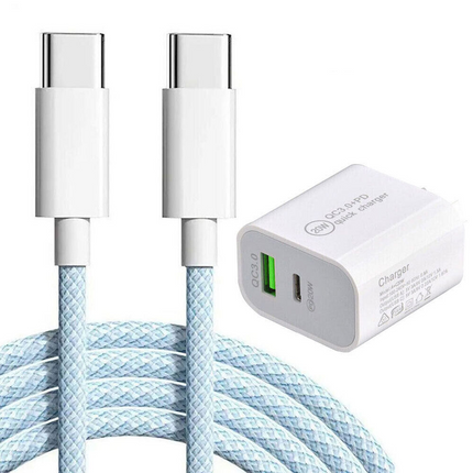 Blue + Charger Apple Iphone 15 16 Cable Charger Charging Fast Pro Max Plus Ipad Type C Adapter