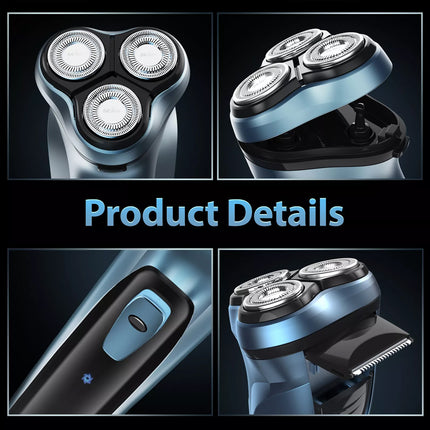 3 Rotary Head Cordless Electric Shaver Razor Pop-Up Trimmer Men's Facial