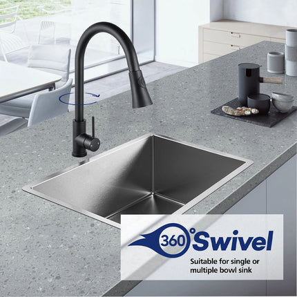 Black Pull Out Kitchen Mixer Tap Swivel Spout Brass Laundry Sink Faucet