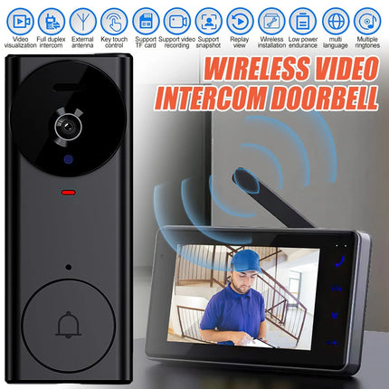Wireless Video Doorbell Security Camera Ring Door Bell /W 4.3" Screen Intercom