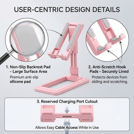 Pink Foldable Adjustable Universal Desk Stand Holder For Mobile Phone Tablet Portable
