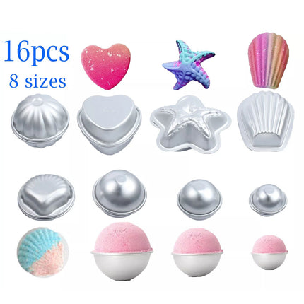 16PCS Metal Aluminum Bath Bomb Molds Moulds DIY Homemade Crafting GIFTS 8 Shapes