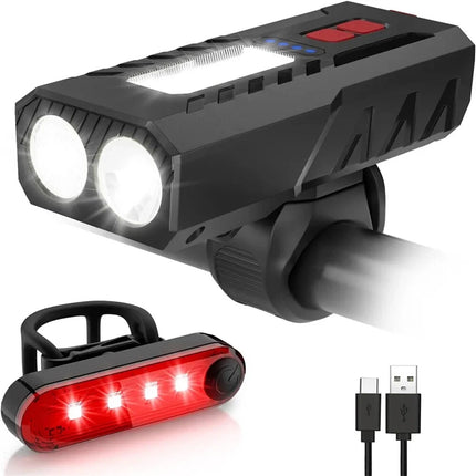 Waterproof Bicycle Bike Lights Front Rear Tail Light Lamp USB Rechargeable IPX4