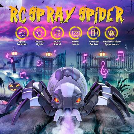 Remote Control Spider Robot RC Toy with Spray and Lights for Kids Gift