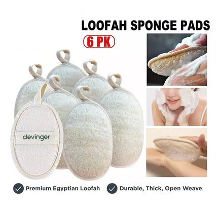 6PK Exfoliating Loofah Pad Sponge Body Skin Bath Shower Brush Luffa Scrubber