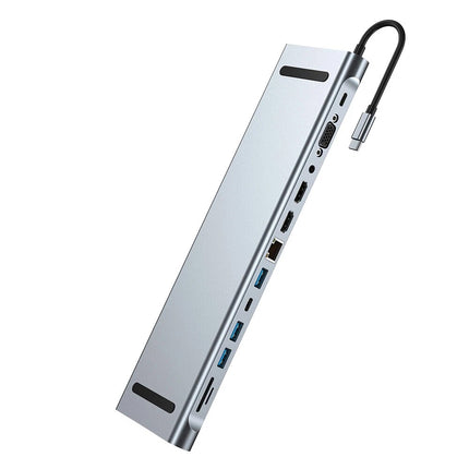 12 in 1 Laptop Docking Station Type-C Dual HDMI Adapter USB-C Triple Display