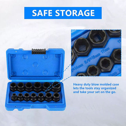 13-Piece Impact Bolt & Nut Remover Set Nut Extractor Socket Bolt Remover Tool