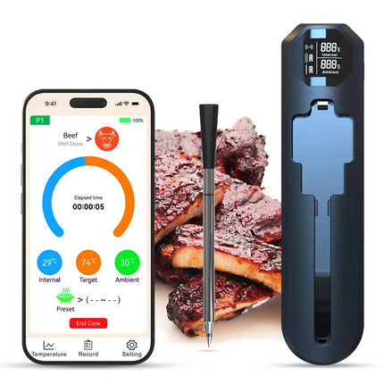 Wireless BBQ Thermometer Bluetooth Food Probe Kitchen Temperature Meat Grilling