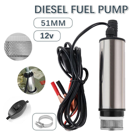 12V Aluminium Diesel Fuel Pump Submersible Transfer Vessel Water Oil Car Auto AU