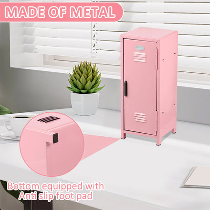 Mini Locker with Lock and Key Rustproof Metal Small Locker Mini Locker Cabinet (pink)