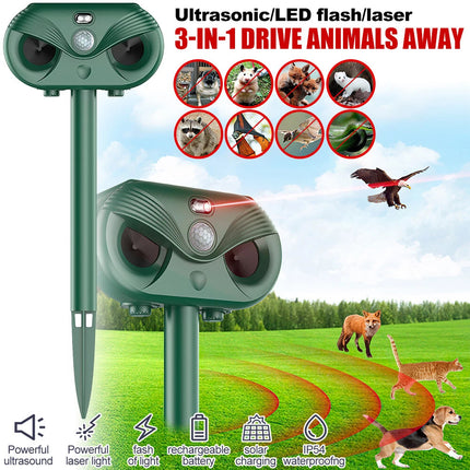 Ultrasonic Bird Repeller Solar LED Pest Control Scarer Deterrent Motion Sensor