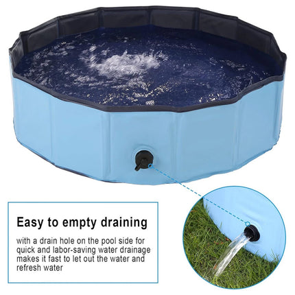 120x30cm Foldable Pet Swimming Pool Durable PVC Dog Pool for Outdoor & Indoor Use Light Blue