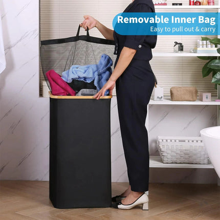 Large Laundry Basket with Lid Foldable Washing Clothes Collapsible Hamper Basket