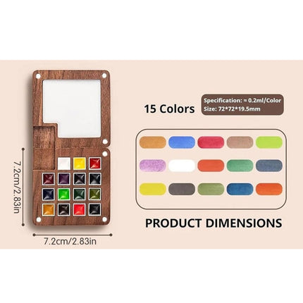 Pocket Artist Watercolor Travel Set Mini Portable Wooden Paint Palette Kits NEW