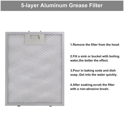 2x Filter For Range Hood Aluminized Grease Parts Replacement Silver 320X260x9mm