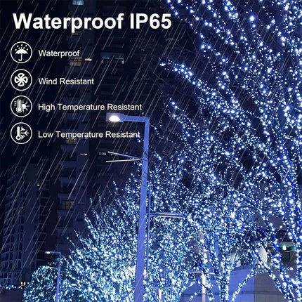Solar Christmas String Lights Outdoor Waterproof LED Garden White 8 Modes