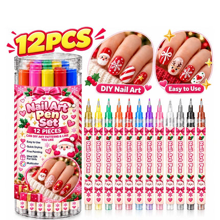 Christmas Nail Art Pens Set 24 Colors Dual-Ended Nail Art Pens Set 12PCS Pen