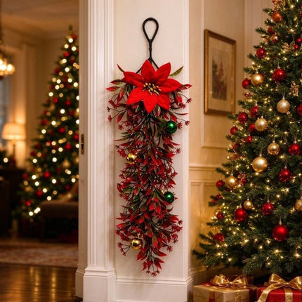 Plastic Artificial Christmas Ball Vine Wall Hanging