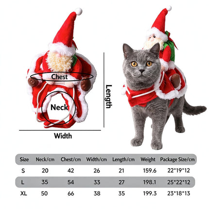 Christmas Costumes Dog Cat Pet Santa Riding Claus Outfit Funny Fancy Clothes