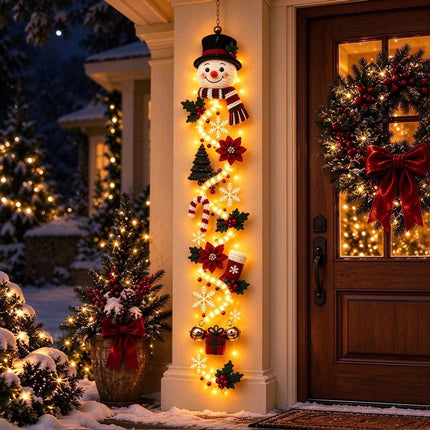 Glowing Christmas Door Hanger Decorations for Walls, Windows, Covered Porches