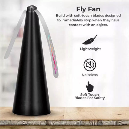 2 x BBQ Shoo Away Fly Bug Repellent Fan Outdoor Picnic Camping RV Caravan Garden Black