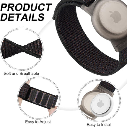Apple AirTag Case Wristband Protective Cover Nylon Black
