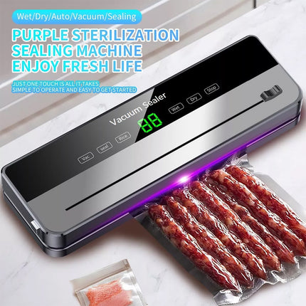 Automatic Vacuum Food Sealer Machine Build-in Cutter Dry Wet Mode & 30 Free Bags Grey