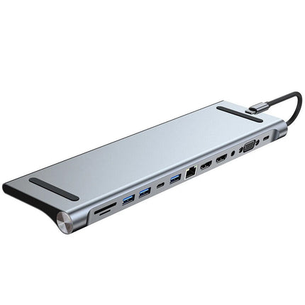 12 in 1 Laptop Docking Station Type-C Dual HDMI Adapter USB-C Triple Display