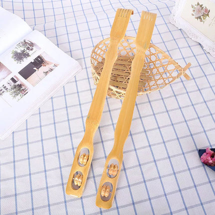 2 pieces Bamboo Wooden Back Scratcher massage rolls Long reach itchy relief