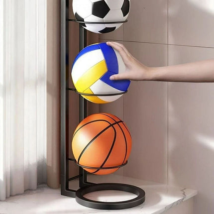 3 Tier Basketball Stand Ball Organizer Storage Rack Basketball Equipment Holder