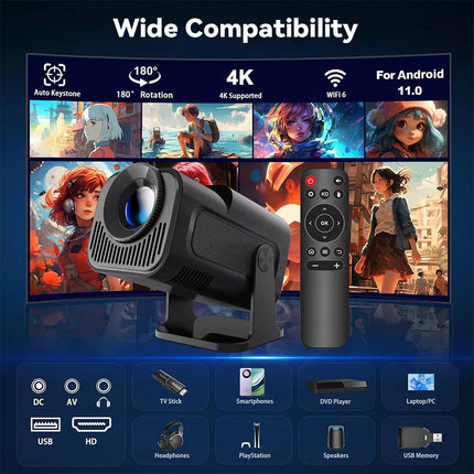 5G HD 4K Projector For Android Portable Mini HDMI USB Home Video Theater