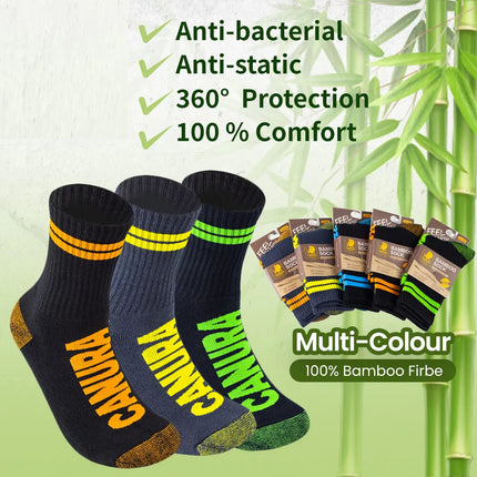 Bamboo Socks Work Sport Mid Calf Odor Resistant Cushion 5 pairs Mens Colour 8LSM