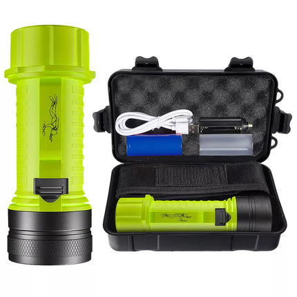 Scuba Diving Flashlight Rechargeable Dive Light Underwater Torch IPX8 Waterproof