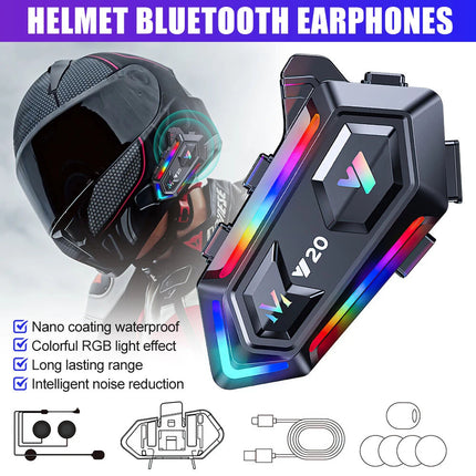 Motorcycle Helmet Headset Wireless Bluetooth5.3 Headphone Speaker Hands-Free
