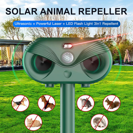 Ultrasonic Bird Repeller Solar LED Pest Control Scarer Deterrent Motion Sensor