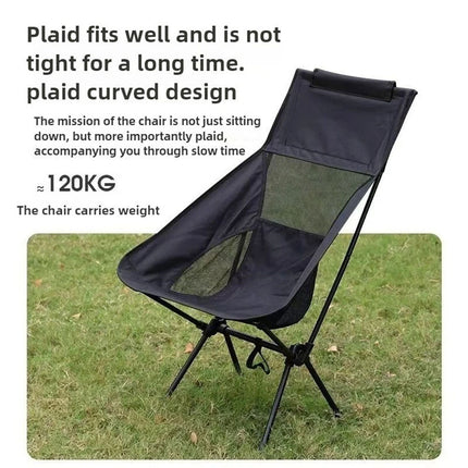 Folding Camping Chair with Cooler Bag Compact Fishing Outdoor Stool Backrest