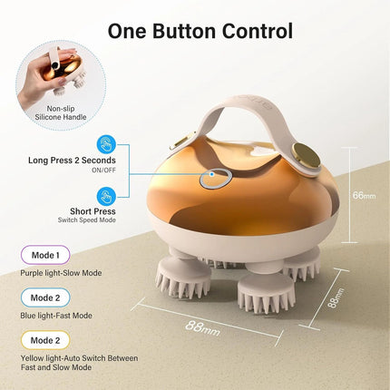 Waterproof Electric Head Massager W/8 Massage Heads 3 Modes Deep Scalp Massage