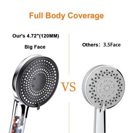 5 IN 1 Filtered Shower Head High Pressure 5 Modes Hard Water Mineral Bead