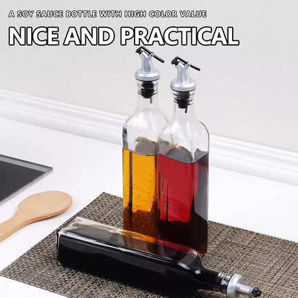 2PCS Olive Oil Vinegar Pourer Dispenser Glass Bottle Kitchen Tools Cooking 500ml