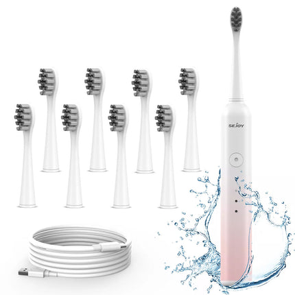 Sonic Electric Toothbrush Rechargeable 6 Modes 8 Brush Heads 2 Min Timer