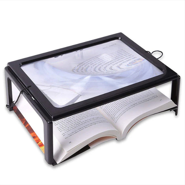 3X Large LED Page Magnifier with Stand Eye Caring Light Desk Reading Fine Print