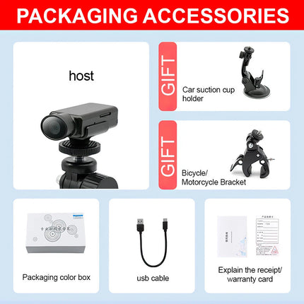 Motorcycle Sport Action Camera 1080P HD Bike Helmet Dash Cam Video Recorder