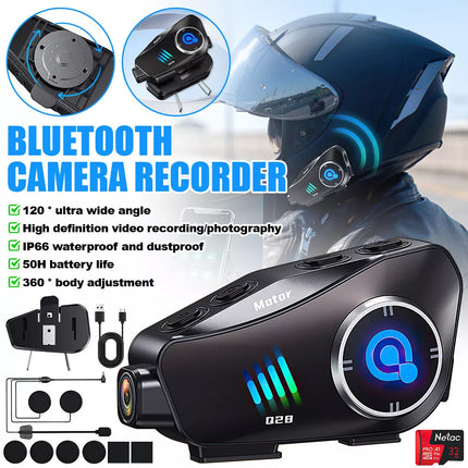 1080P HD Bluetooth Motorcycle Camera Recorder Motorbike Helmet Headset Intercom