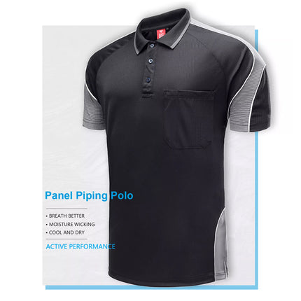 Mens Polo Shirts Short Sleeve chest pocket Office Team Golf Black Charcoal