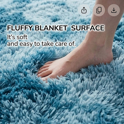 Soft Plush Blue Floor Area Rug 100cm x 160cm - Living Room Bedroom Carpet Mat